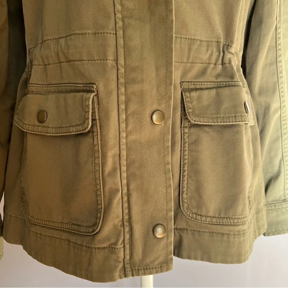 L.L. Bean Classic Utility Jacket Coat Olive Army Green Women's Small Petite - Picture 3 of 13
